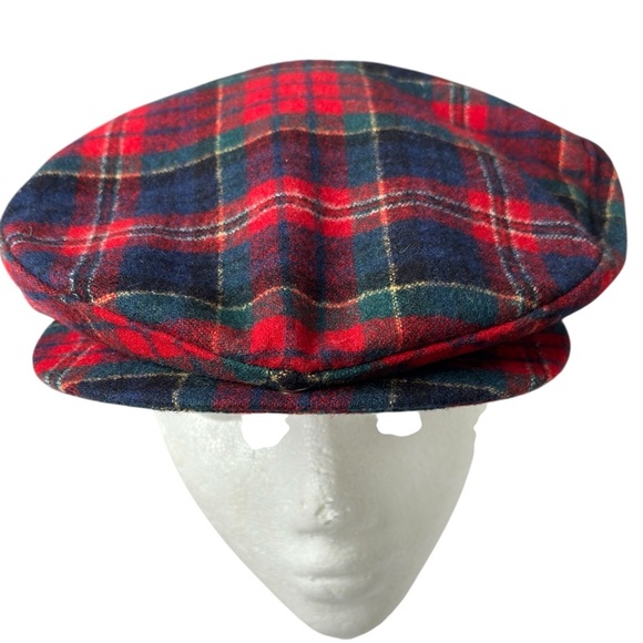 VTG Pendleton Duckbill Newsboy Hat Wool Tartan Plaid Cap Cabbie Large Made USA - Picture 2 of 12